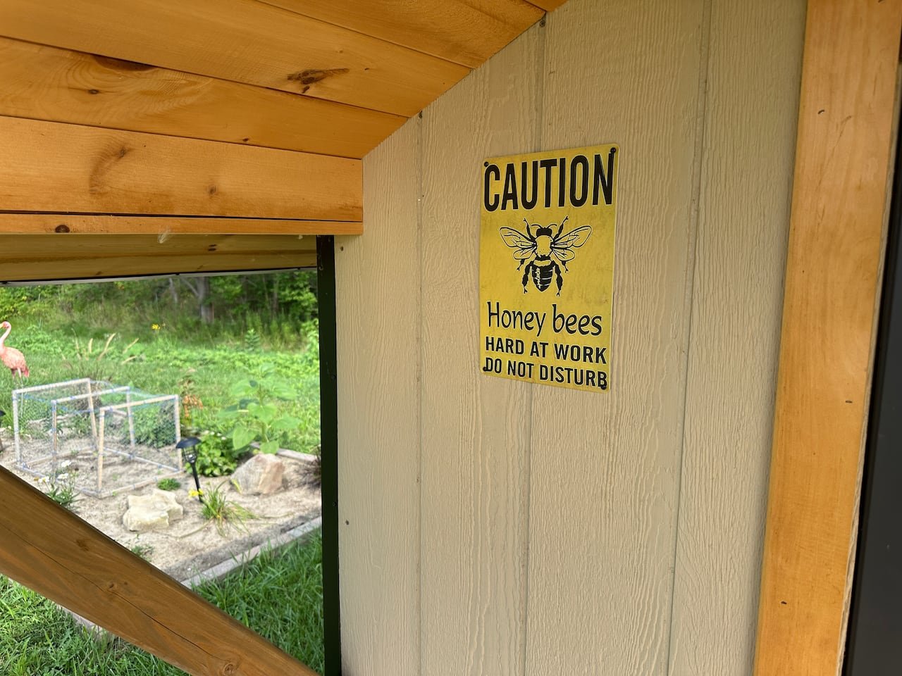 A sign of bees at work.